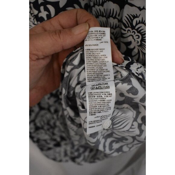 Men's AMZN Essentials Navy Blue and White Hawaiian Print Shirt Size 4XL - Picture 6 of 7